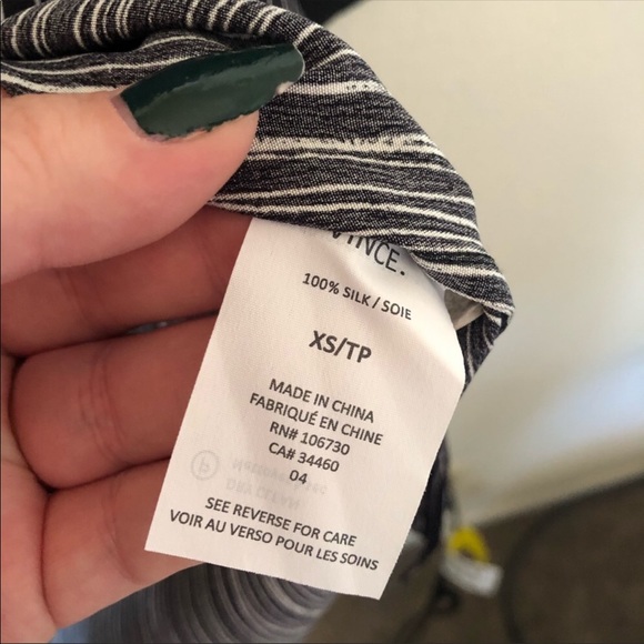 Vince | Wavy Stripe Printed Silk Dress - Picture 7 of 8